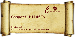 Caspari Milán névjegykártya